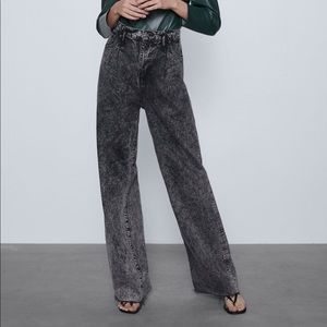 Zara wide leg acid wash jeans